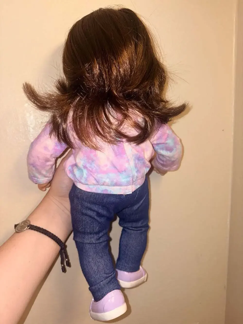 American Girl Bitty Baby Brunette Doll with Star Outfit and Purple Shoes